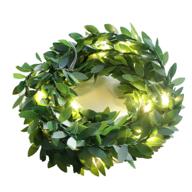 5m 50 LED Simulation Green Leaf Rattan Vine Light String Battery Operated Christmas Fairy Party DIY Decoration