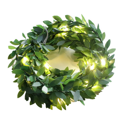 2m 20 LED Simulation Green Leaf Rattan Vine Copper Wire Light String Battery Operated Christmas Fairy Party DIY Decoration