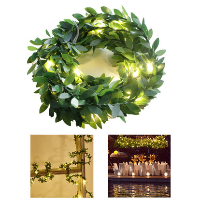 10m 100 LED Christmas Wedding Party Decorative Simulation Green Leaf Rattan Vine USB Charging Light String