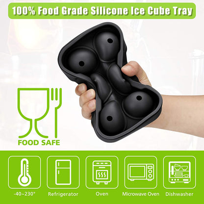 3Pcs/Set BPA Free Reusable Silicone Large Round Sphere + Square + Honeycomb Ice Trays with Lid and Funnel (without FDA Certificate)