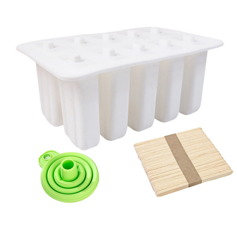 10-Grid Silicone Ice Lolly Mold Tray BPA Free DIY Mould with 50 Wooden Sticks (without FDA Certificate)