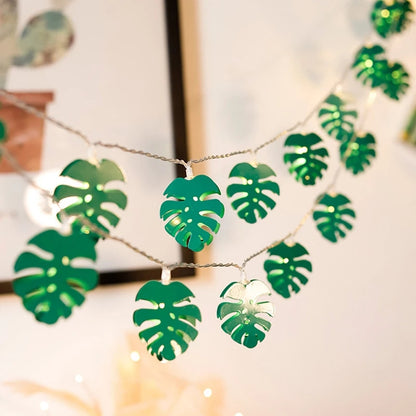 3m 20-LED Simulation Monstera Leaves Wedding Christmas LED Light String Nordic Party Decoration