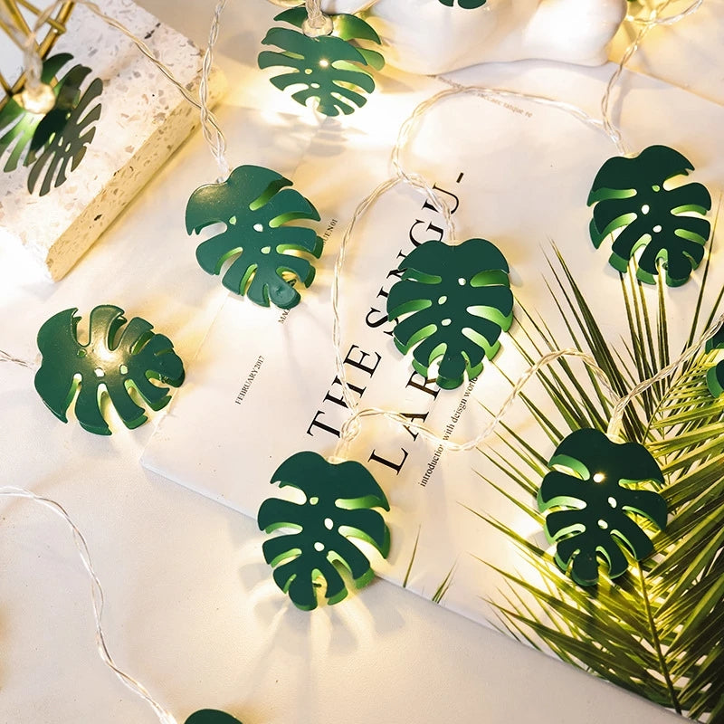 3m 20-LED Simulation Monstera Leaves Wedding Christmas LED Light String Nordic Party Decoration