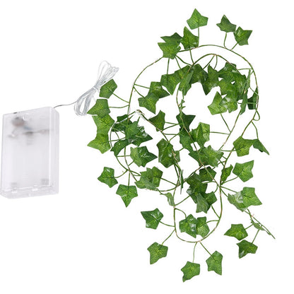 10m 100 LED Green Maple Leaf Rattan Light String Artificial Plant Copper Wire Lighting Decoration