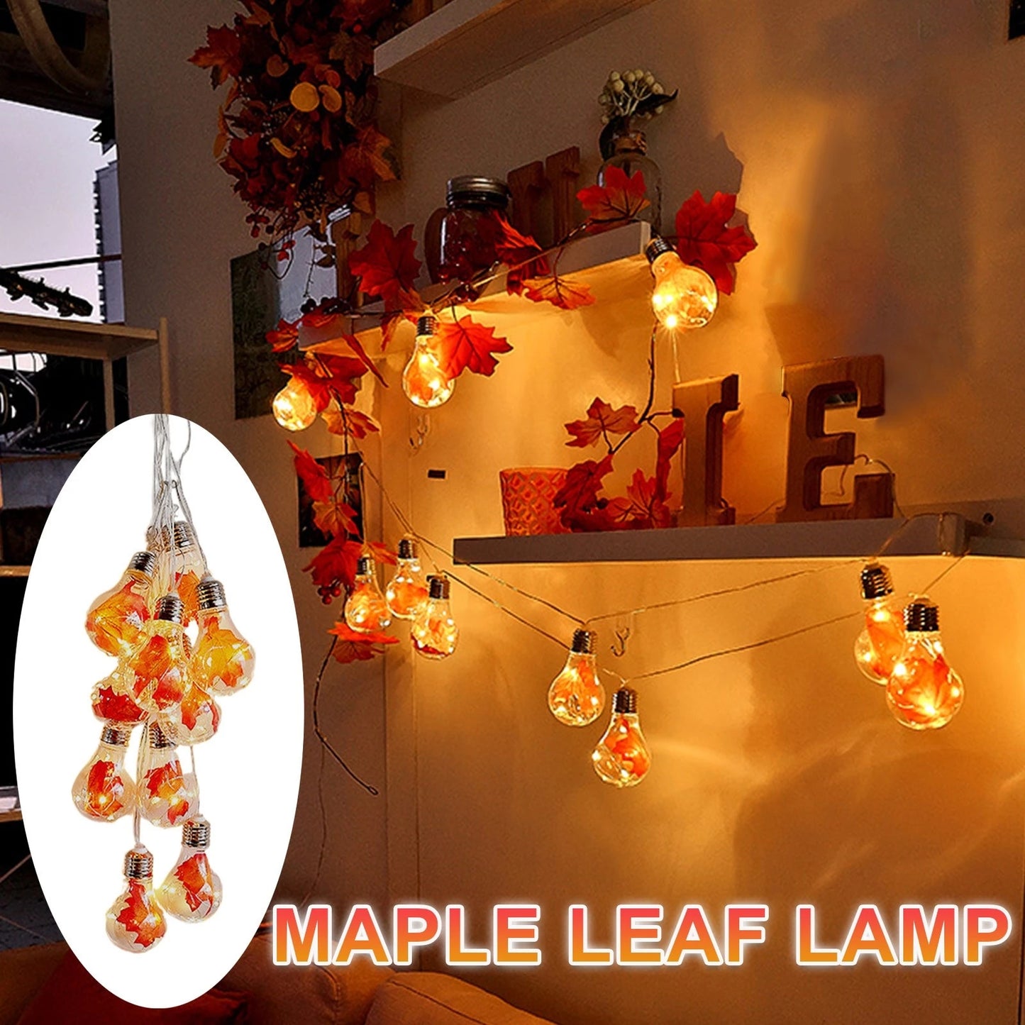 4m Maple Leaf Bulb String Light Battery Powered for Indoor Bedroom  Party Wedding Christmas