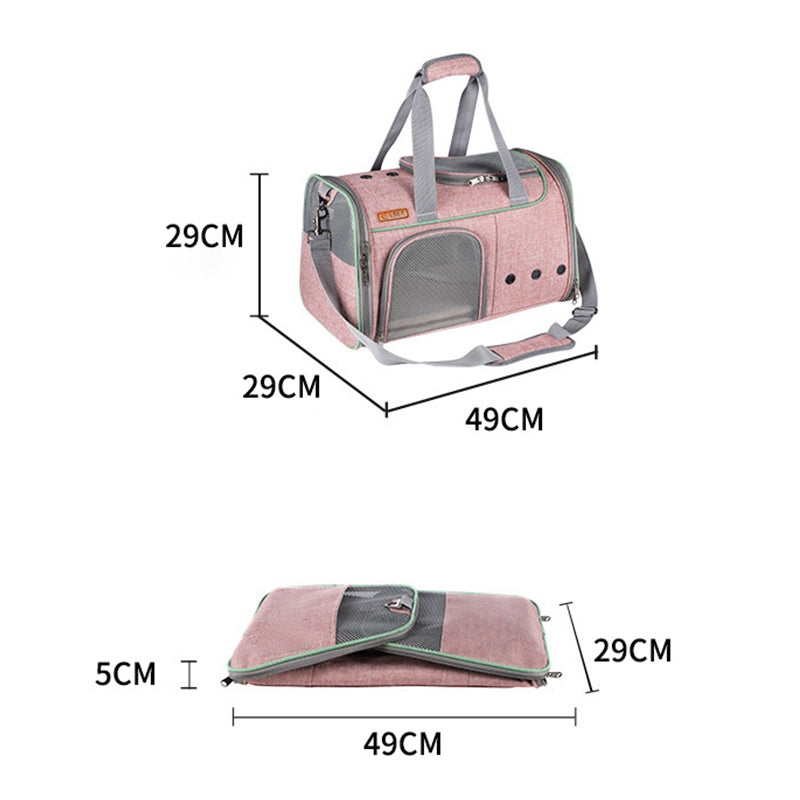 LDLC QS-056 Portable Pet Cross Body Bag Dog Cat Breathable Shoulders Bag Folding Travel Pet Carrier Case