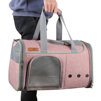 LDLC QS-056 Portable Pet Cross Body Bag Dog Cat Breathable Shoulders Bag Folding Travel Pet Carrier Case