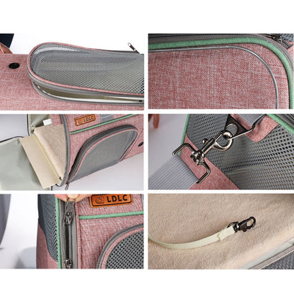 LDLC QS-056 Portable Pet Cross Body Bag Dog Cat Breathable Shoulders Bag Folding Travel Pet Carrier Case