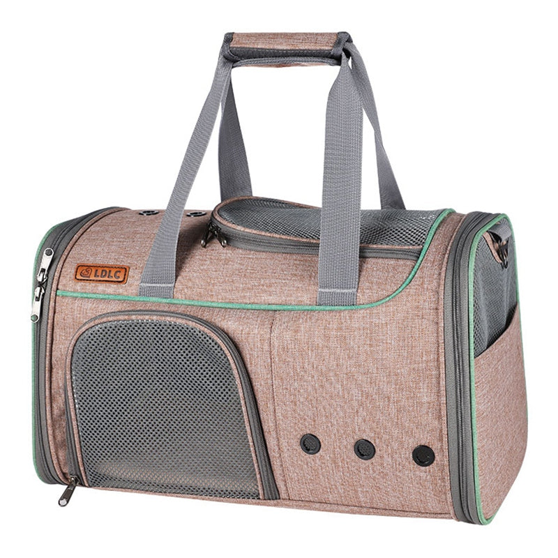 LDLC QS-056 Portable Pet Cross Body Bag Dog Cat Breathable Shoulders Bag Folding Travel Pet Carrier Case