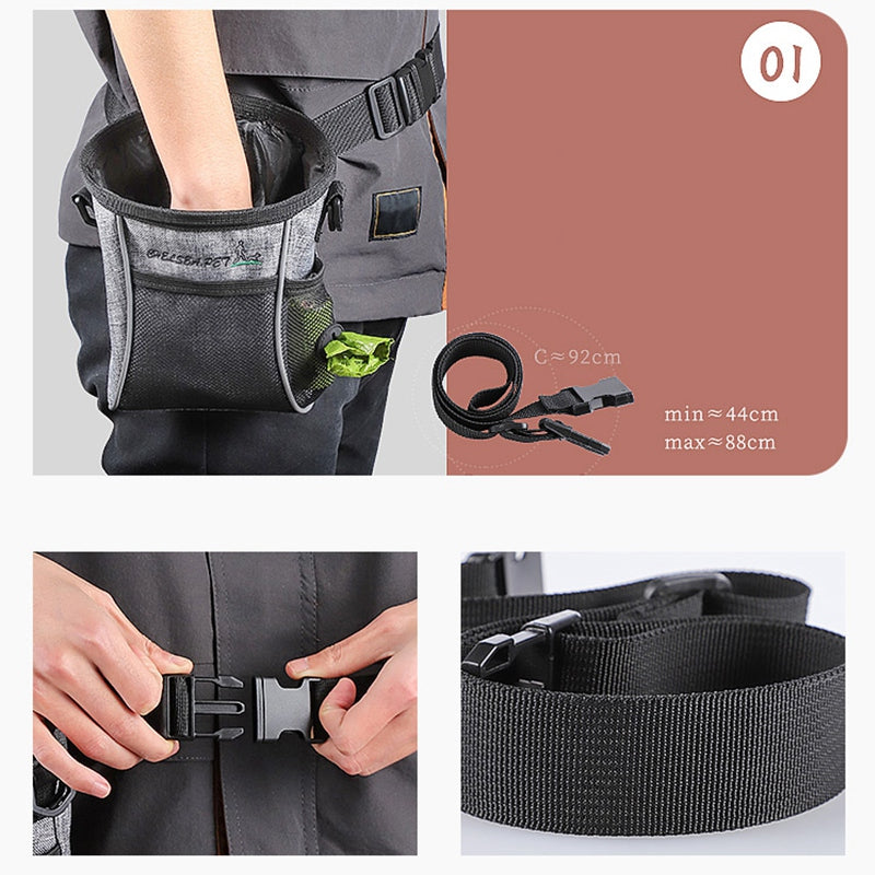 LDLC QS-058 Convenient Training Dog Treat Pouch Pet Waist Bag Drawstring Carries Pet Toys Food Poop Bag Pouch