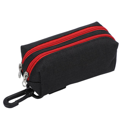 LDLC QS-080 Pet Waste Bag Dispenser Zippered Pouch Portable Dog Poop Bag Holder Leash Attachment, Double Zipper