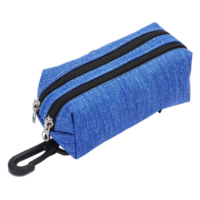 LDLC QS-080 Pet Waste Bag Dispenser Zippered Pouch Portable Dog Poop Bag Holder Leash Attachment, Double Zipper