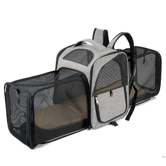 LDLC QS-099 Dual Side Expandable Breathable Mesh Design Pet Carrier Backpack Dog Cat Outdoor Carrying Bag