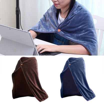 WPT05 USB Heated Warm Shawl Electric Heating Plush Throw Blanket Winter Warm Sofa TV Blanket Heating Blanket Flannel Heated Cape