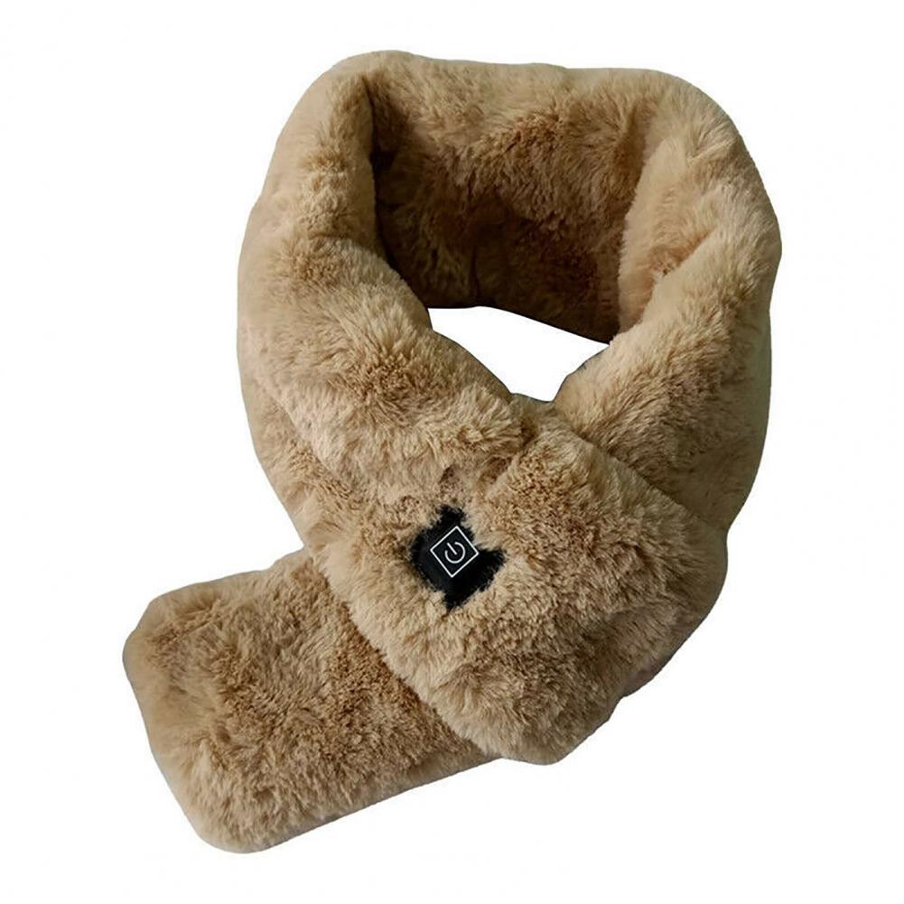 Men Women Faux Fur Heated Neck Wrap Pad for Winter Heating Neck Wrap Soft Heat Therapy Heating Scarf