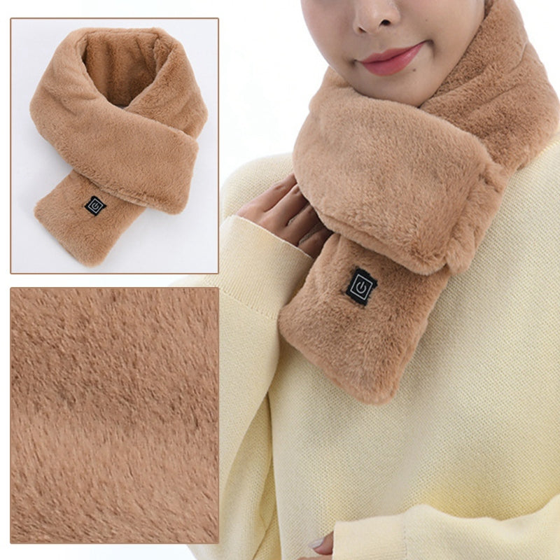 Men Women Faux Fur Heated Neck Wrap Pad for Winter Heating Neck Wrap Soft Heat Therapy Heating Scarf