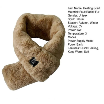 Men Women Faux Fur Heated Neck Wrap Pad for Winter Heating Neck Wrap Soft Heat Therapy Heating Scarf