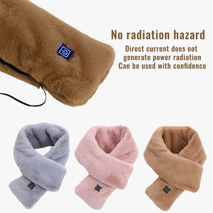 Men Women Faux Fur Heated Neck Wrap Pad for Winter Heating Neck Wrap Soft Heat Therapy Heating Scarf