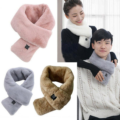 Men Women Faux Fur Heated Neck Wrap Pad for Winter Heating Neck Wrap Soft Heat Therapy Heating Scarf