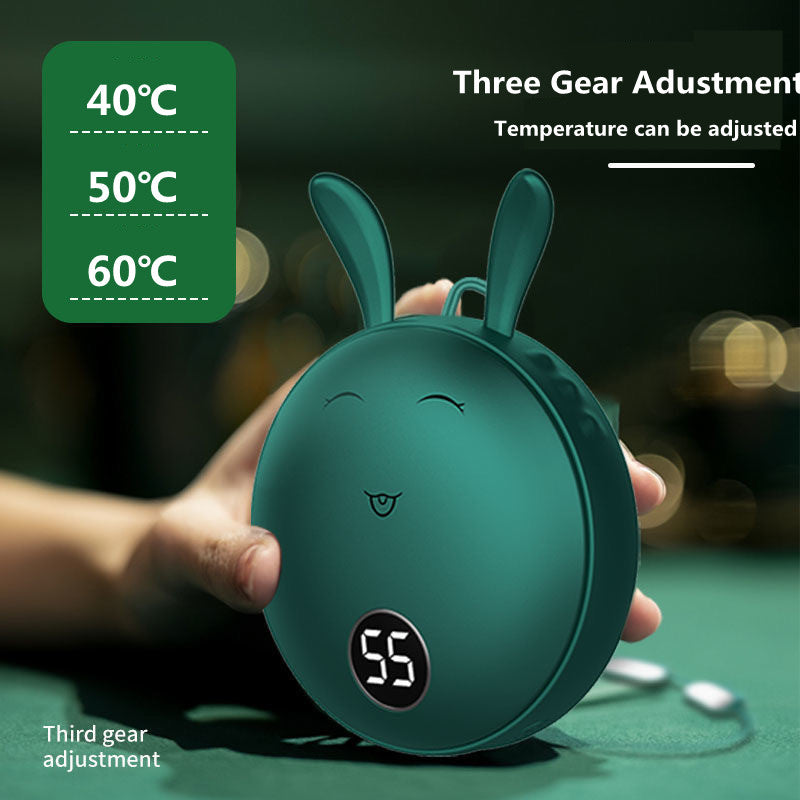 2148 Multifunction Winter 3 Levels Neck Hanging Mini Hand Warmer Cartoon Rabbit Digital Display 5000mAh Power Bank