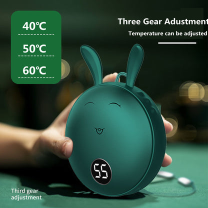 2148 Multifunction Winter 3 Levels Neck Hanging Mini Hand Warmer Cartoon Rabbit Digital Display 5000mAh Power Bank