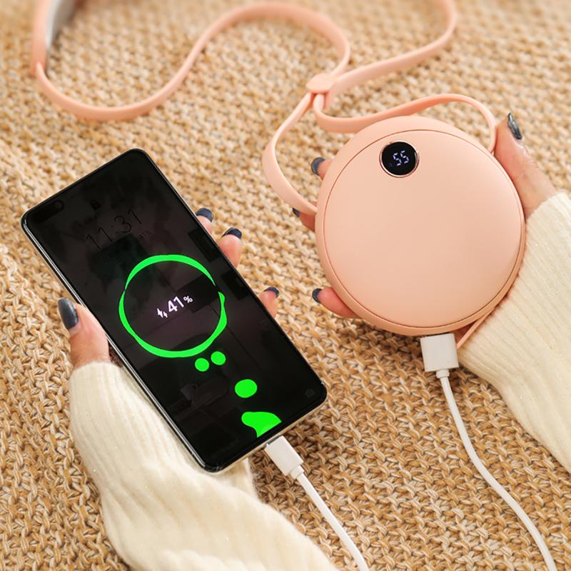 2148 Multifunction Winter 3 Levels Neck Hanging Mini Hand Warmer Cartoon Rabbit Digital Display 5000mAh Power Bank