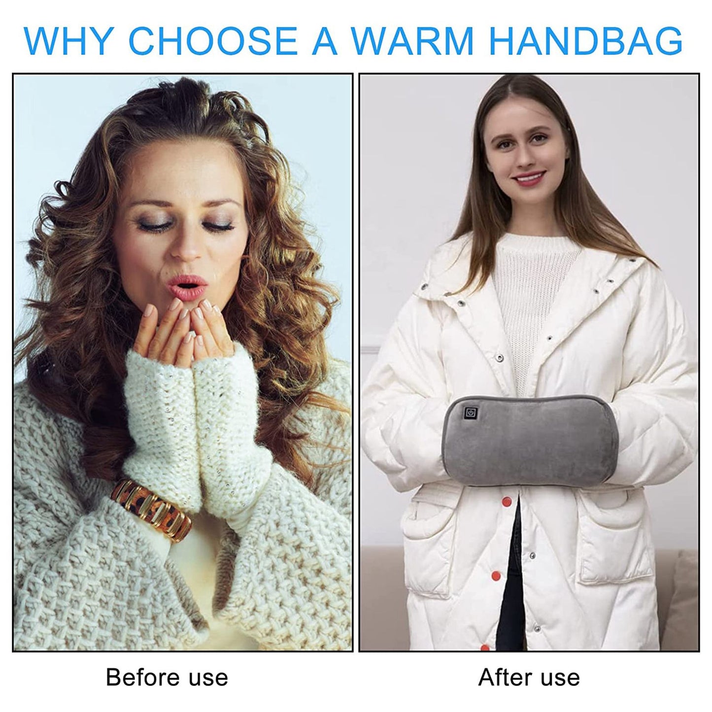 USB Heater Rechargeable Hand Warmer 3 Temperature Control Portable Electric Hand Warmer with Pocket