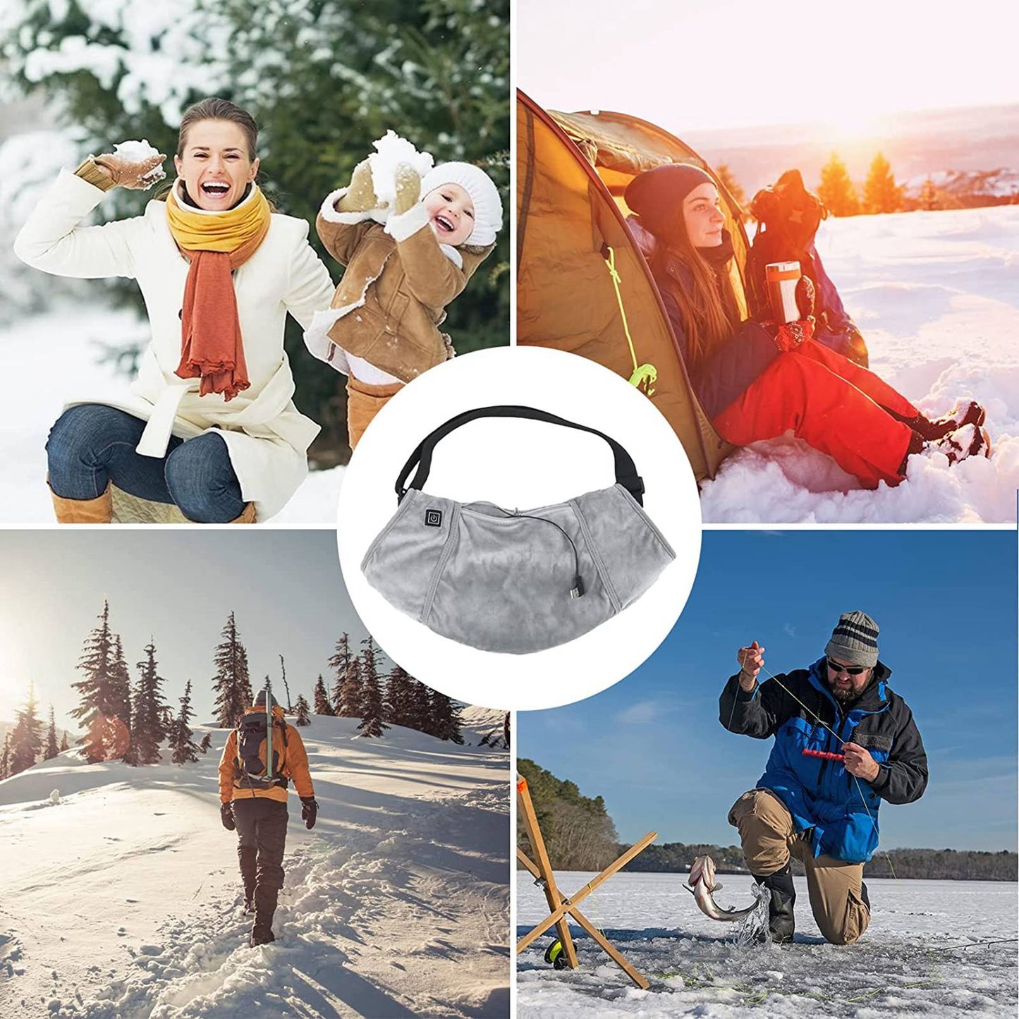 Winter Outdoor Heated Hand Muff Electric Hand Warmer Pouch Rechargeable Heated Gloves Waterproof Handwarmers Bag for Hunting Camping