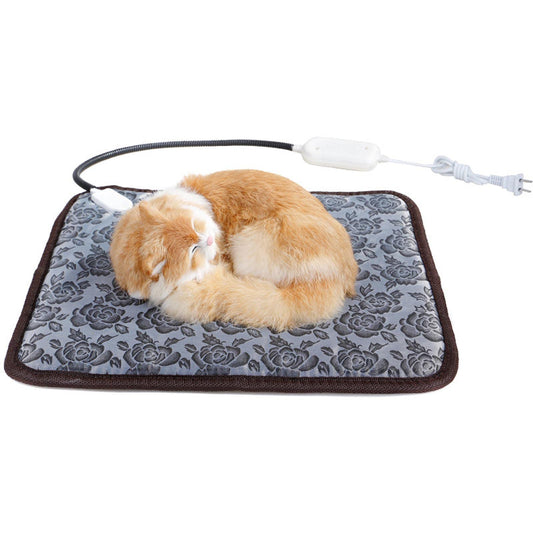 Floral Pattern Pet Electric Blanket Adjustable Temperature Waterproof Warmer Blanket Dog Cat Heating Pad, 45*45cm