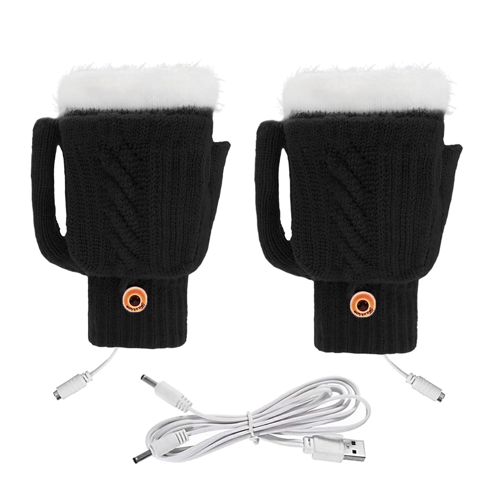 USB Heated Gloves Winter Hand Warmer Full / Half Finger Electric Heating Knitting Mittens