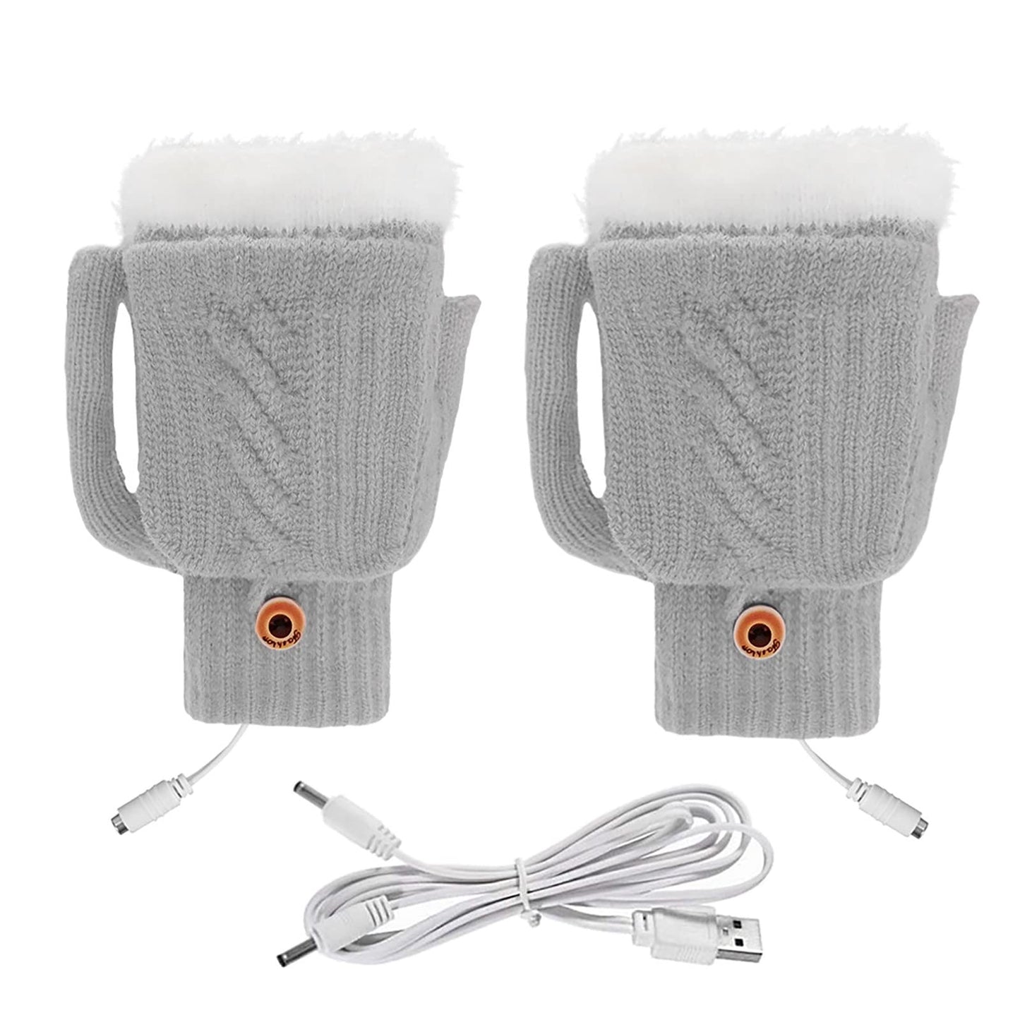 USB Heated Gloves Winter Hand Warmer Full / Half Finger Electric Heating Knitting Mittens