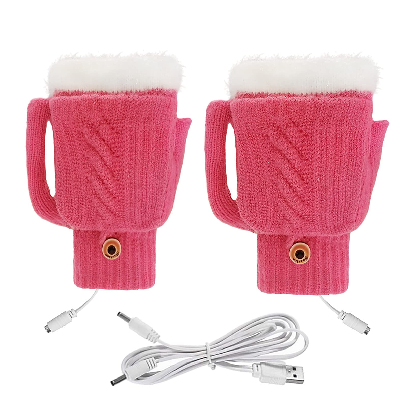 USB Heated Gloves Winter Hand Warmer Full / Half Finger Electric Heating Knitting Mittens