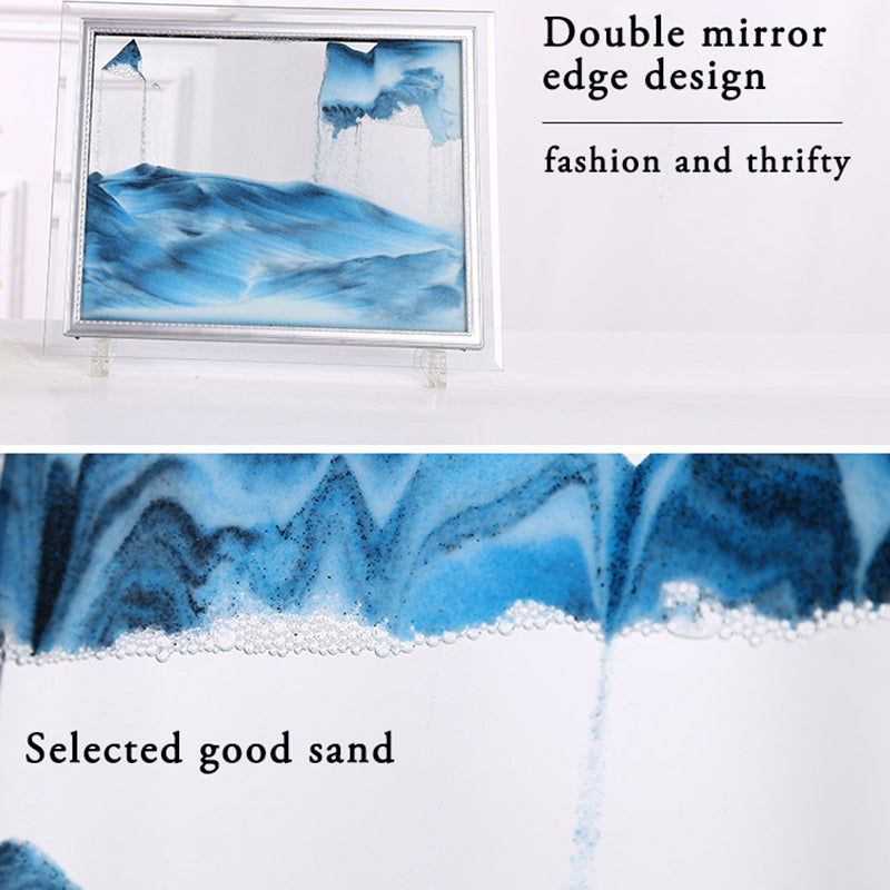 7-inch 3D Glass Moving Sand Art Painting Ornament Liquid Hourglass Landscape Painting Home Decor