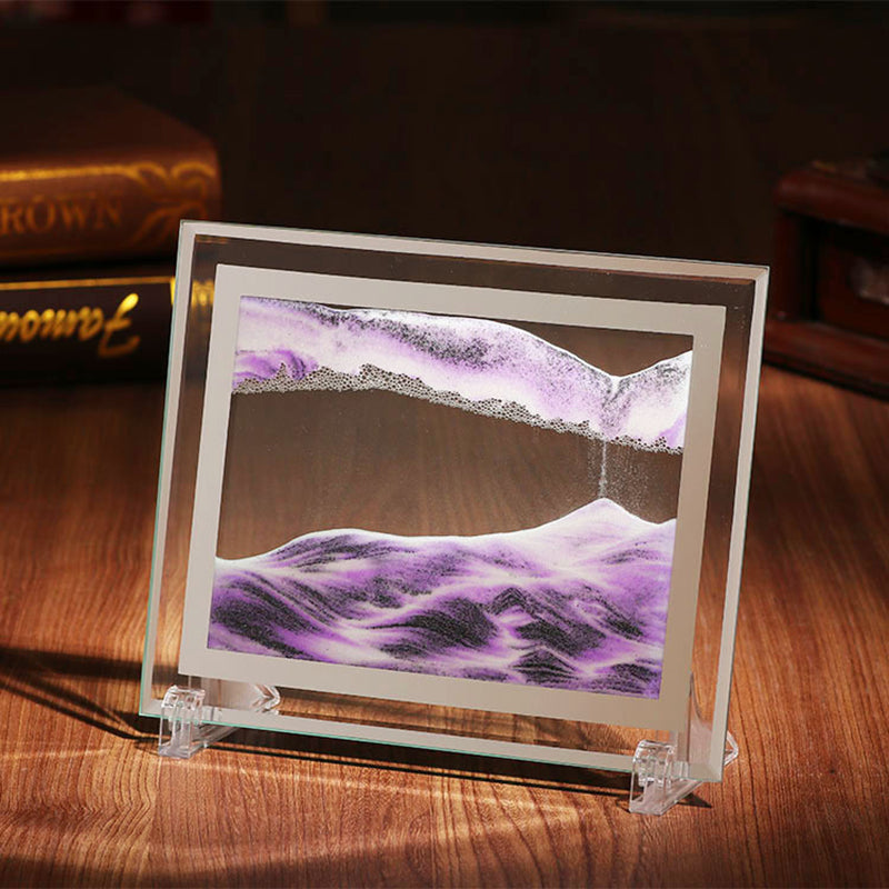 7-inch 3D Glass Moving Sand Art Painting Ornament Liquid Hourglass Landscape Painting Home Decor