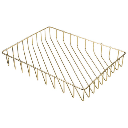 Stainless Steel Wire Tray Dish Gold Decorative Tray Jewelry Perfume Organizer Makeup Basket Countertop Snack Fruit Newspaper Files Basket Holder Home Decor