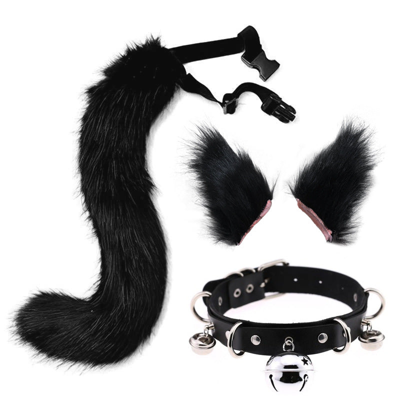 0100 65cm Halloween Party Costume Faux Fur Cat Role Play Kitten Fox Tail Ear Collar