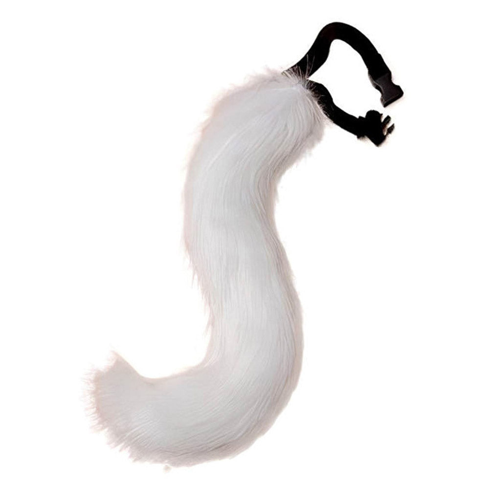 0100 65cm Halloween Party Costume Faux Fur Cat Role Play Kitten Fox Tail Ear Collar