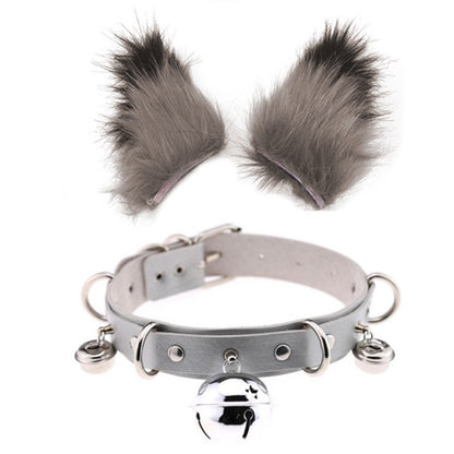 0100 65cm Halloween Party Costume Faux Fur Cat Role Play Kitten Fox Tail Ear Collar