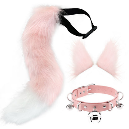 0100 65cm Halloween Party Costume Faux Fur Cat Role Play Kitten Fox Tail Ear Collar