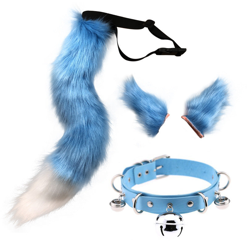 0100 65cm Halloween Party Costume Faux Fur Cat Role Play Kitten Fox Tail Ear Collar