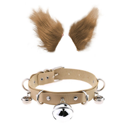 0100 65cm Halloween Party Costume Faux Fur Cat Role Play Kitten Fox Tail Ear Collar