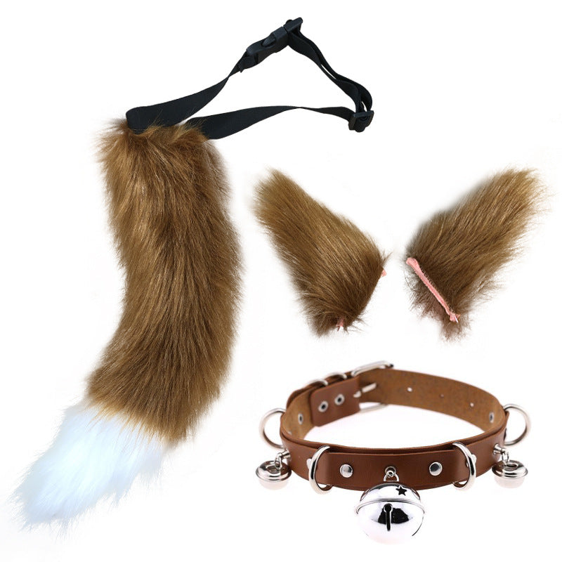 0100 65cm Halloween Party Costume Faux Fur Cat Role Play Kitten Fox Tail Ear Collar