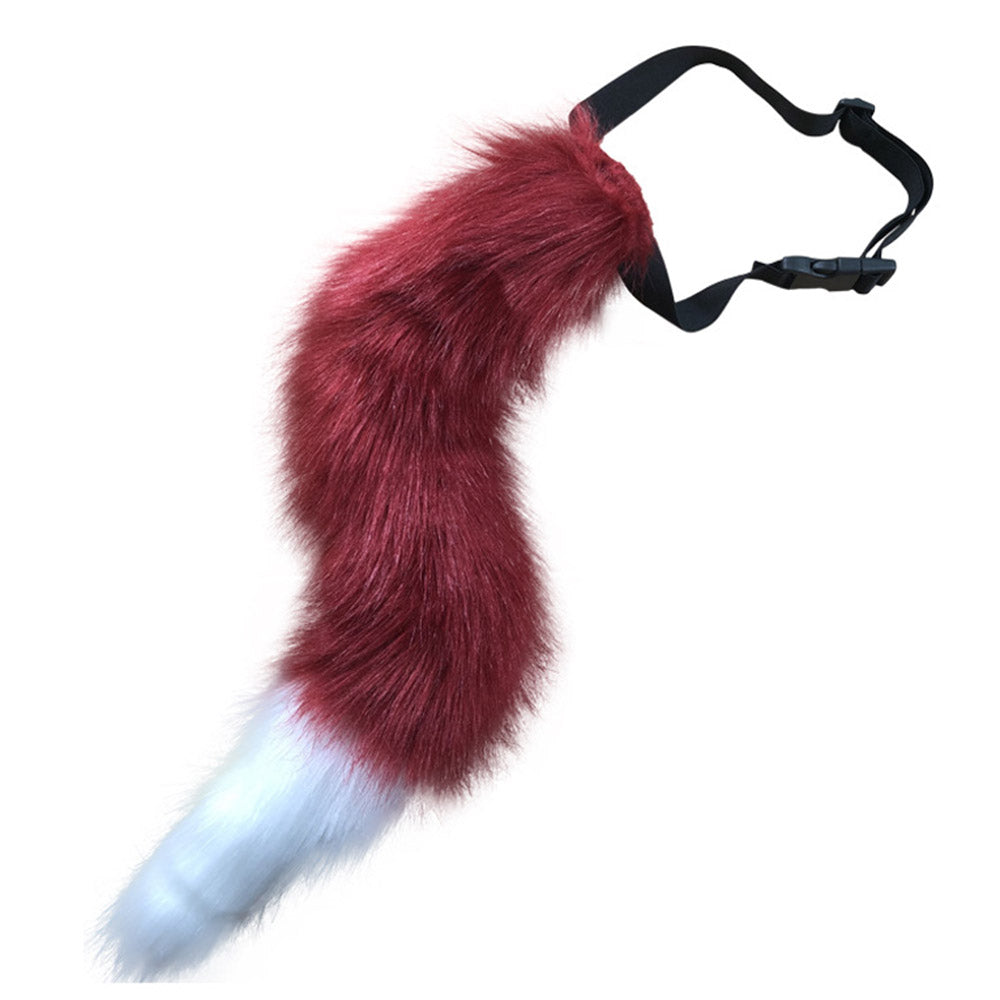 0100 65cm Halloween Party Costume Faux Fur Cat Role Play Kitten Fox Tail Ear Collar