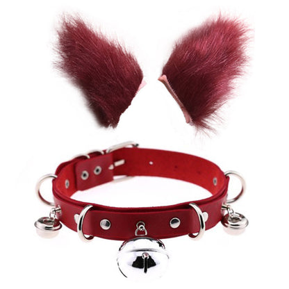 0100 65cm Halloween Party Costume Faux Fur Cat Role Play Kitten Fox Tail Ear Collar