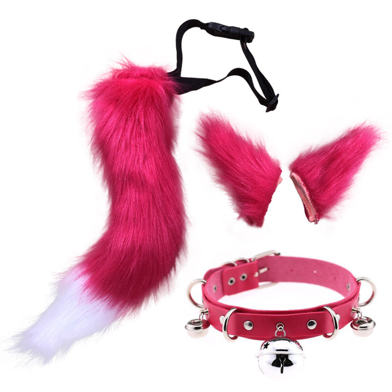 0100 65cm Halloween Party Costume Faux Fur Cat Role Play Kitten Fox Tail Ear Collar