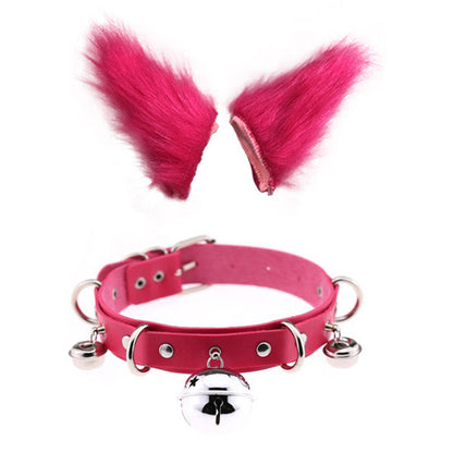 0100 65cm Halloween Party Costume Faux Fur Cat Role Play Kitten Fox Tail Ear Collar