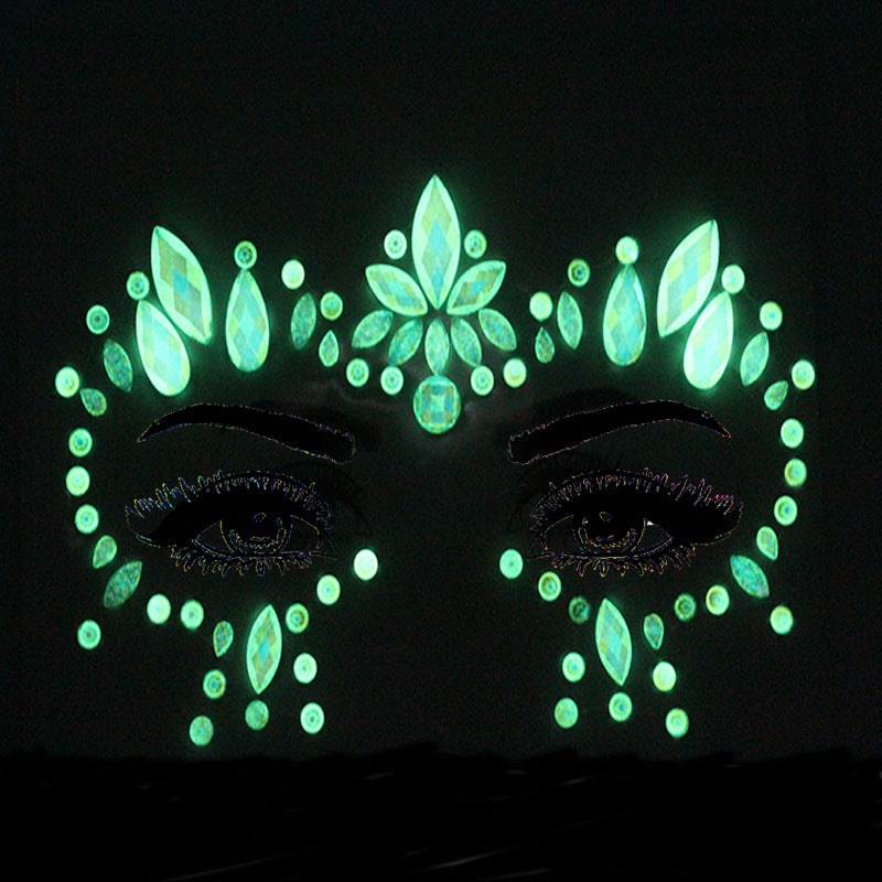 Halloween Face Eyebrow Luminous Sticker Glowing Face Tattoo Sticker for Masquerade Party