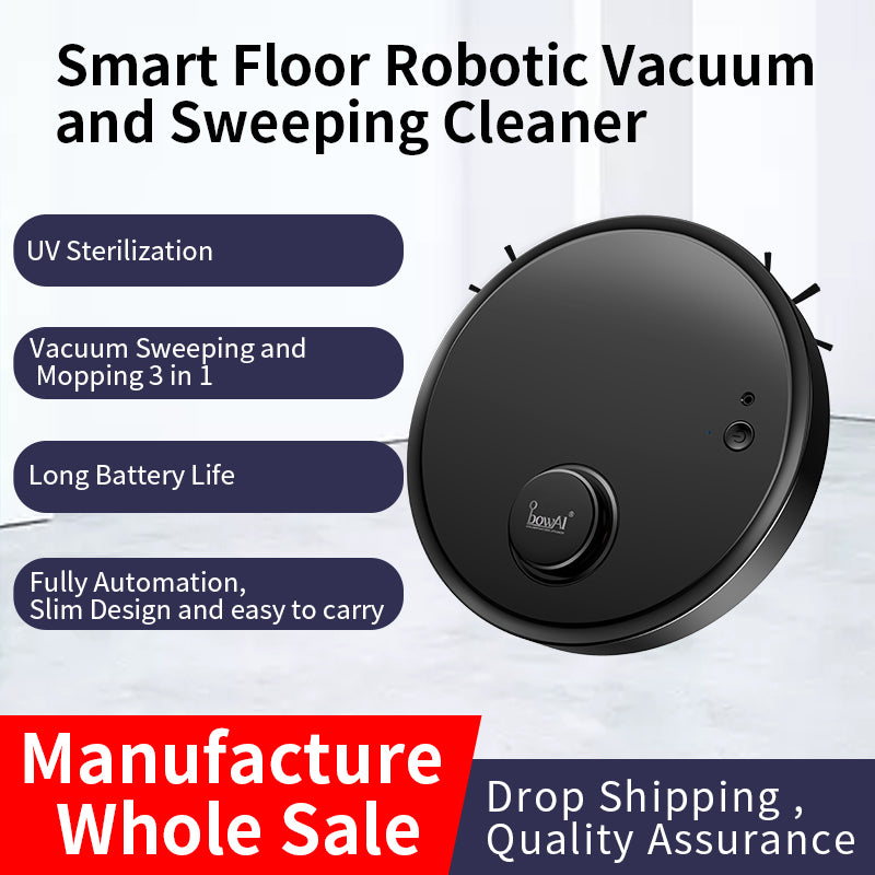 OB12 3-In-1 Smart Sweeping Vacuum Cleaner Robot Rechargeable Floor Sweeper with UV Light