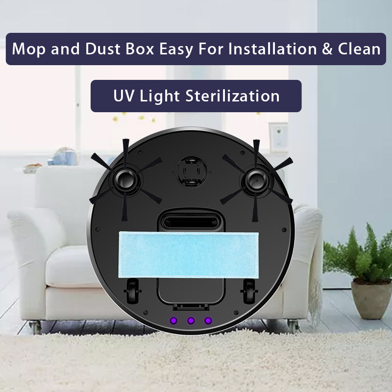 OB12 3-In-1 Smart Sweeping Vacuum Cleaner Robot Rechargeable Floor Sweeper with UV Light