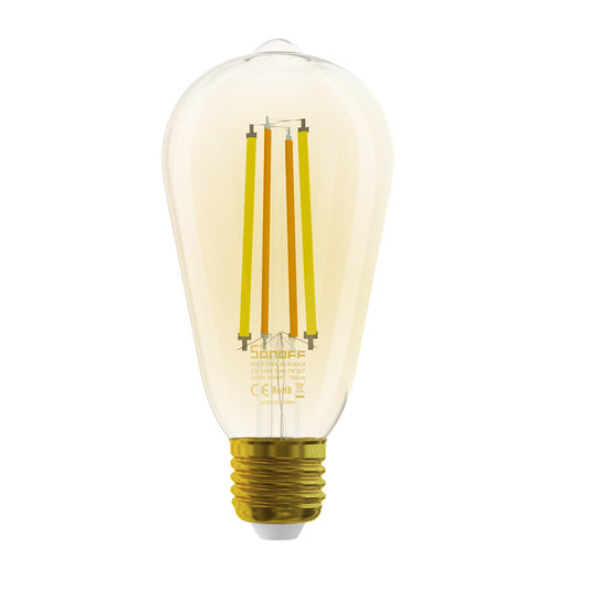 SONOFF B02-F-ST64 Wireless WiFi 2.4GHz Dimmable Vintage LED Bulbs 7W Antique LED Filament Bulbs (Warm Light)